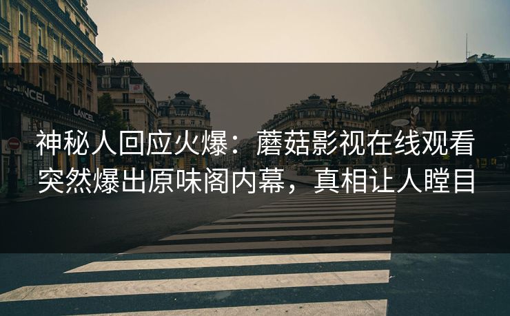 神秘人回应火爆：蘑菇影视在线观看突然爆出原味阁内幕，真相让人瞠目