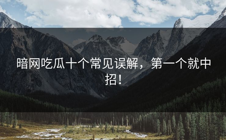 暗网吃瓜十个常见误解，第一个就中招！
