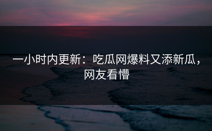 一小时内更新：吃瓜网爆料又添新瓜，网友看懵