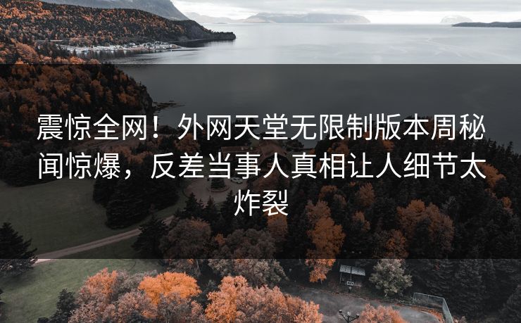 震惊全网！外网天堂无限制版本周秘闻惊爆，反差当事人真相让人细节太炸裂