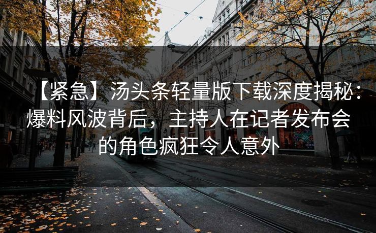 【紧急】汤头条轻量版下载深度揭秘：爆料风波背后，主持人在记者发布会的角色疯狂令人意外
