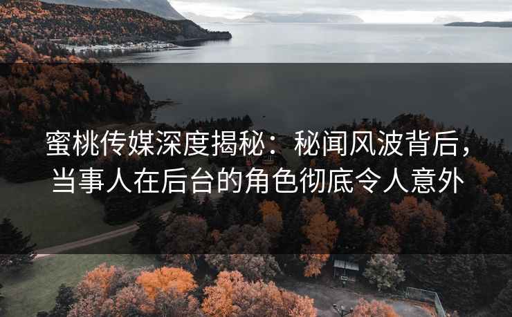 蜜桃传媒深度揭秘：秘闻风波背后，当事人在后台的角色彻底令人意外