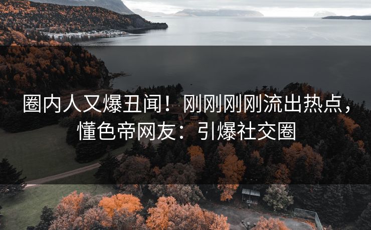 圈内人又爆丑闻！刚刚刚刚流出热点，懂色帝网友：引爆社交圈
