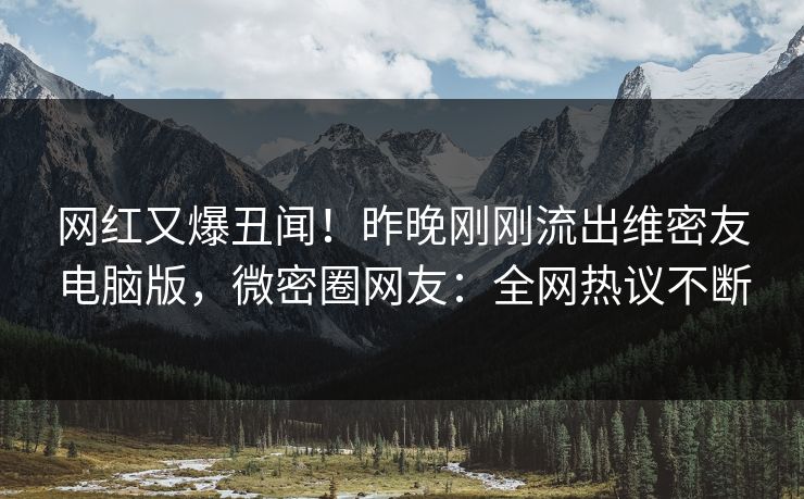 网红又爆丑闻！昨晚刚刚流出维密友电脑版，微密圈网友：全网热议不断